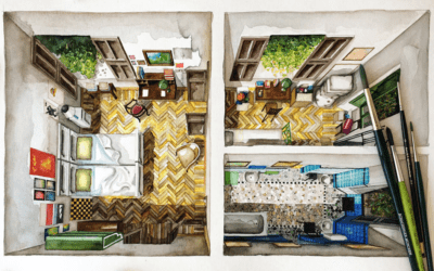 Un’artista ha ridisegnato a mano i set dei più grandi capolavori del cinema