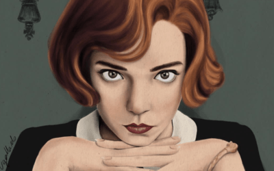 Una raccolta di illustrazioni su Beth Harmon, la regina degli scacchi