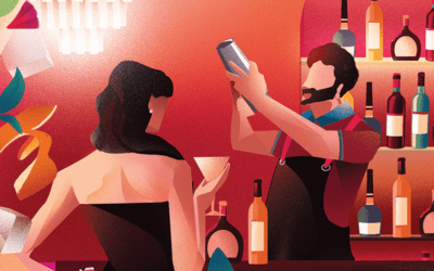 Atmosfere d’antan nelle vetrine illustrate da Marianna Tomaselli per Melchionni Cafè