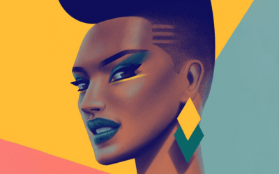 Ritratti digitali ispirati alle geometrie Art Déco e ai colori audaci di Gruppo Memphis