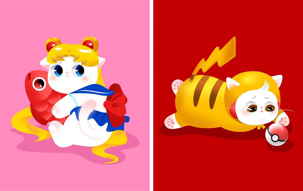 effy zhang picame anime kitty pikachu sailor moon