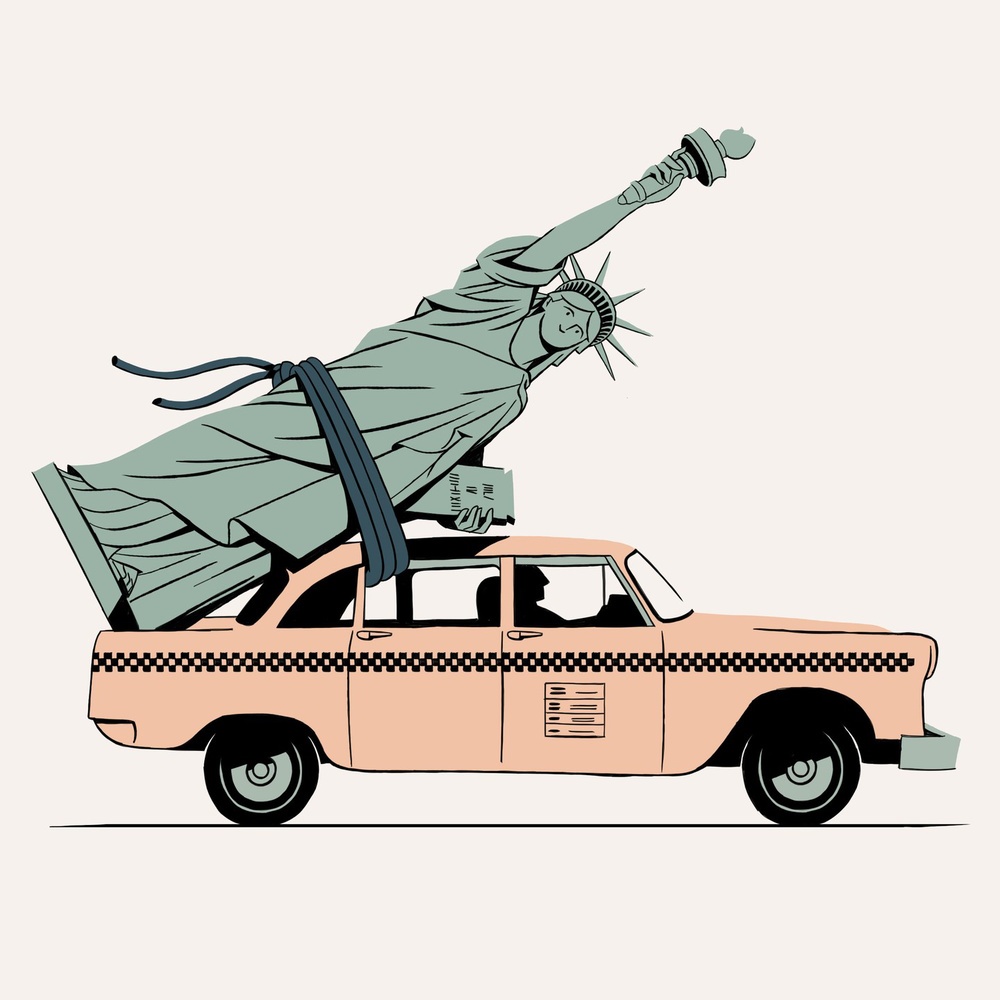 massimiliano aurelio picame statua liberta taxi